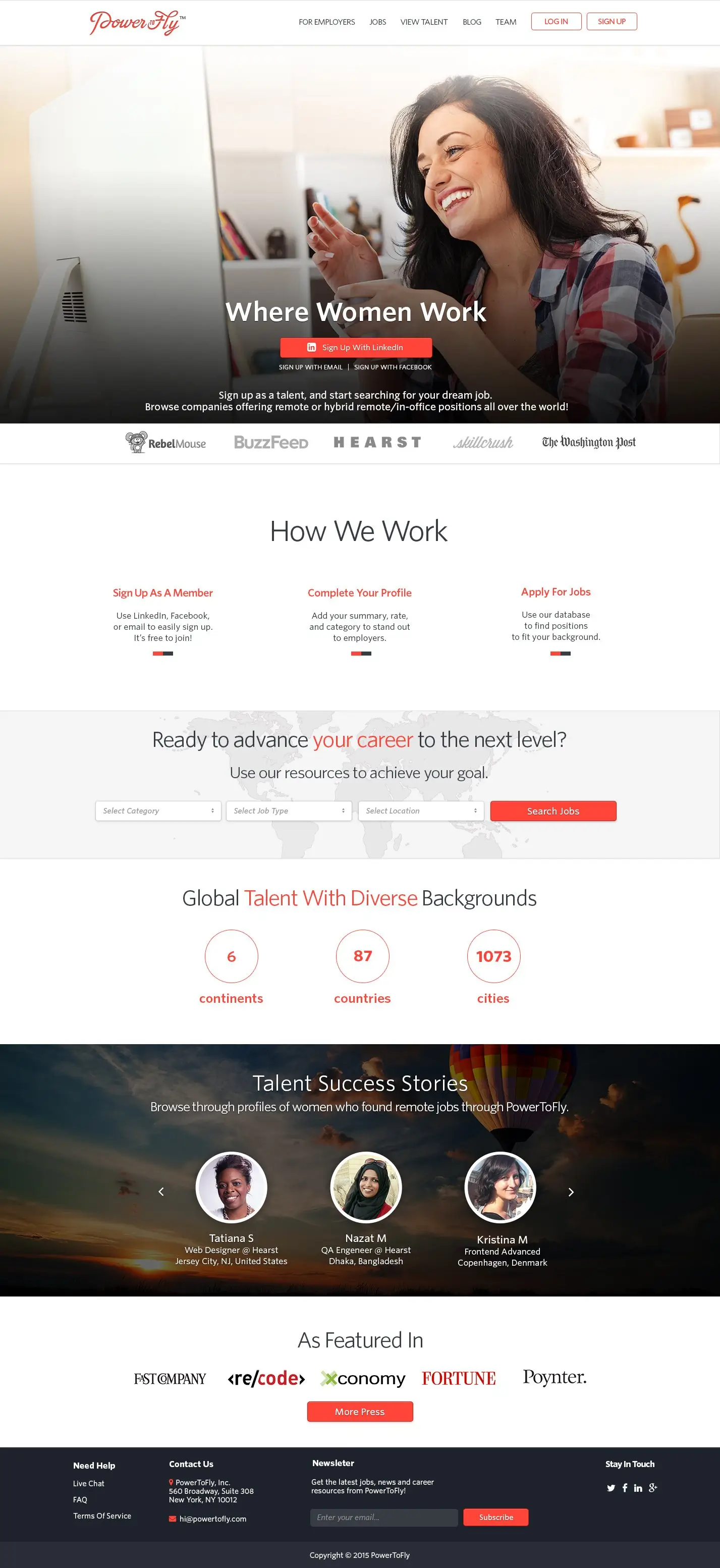 PowerToFly marketing website before its redesign
