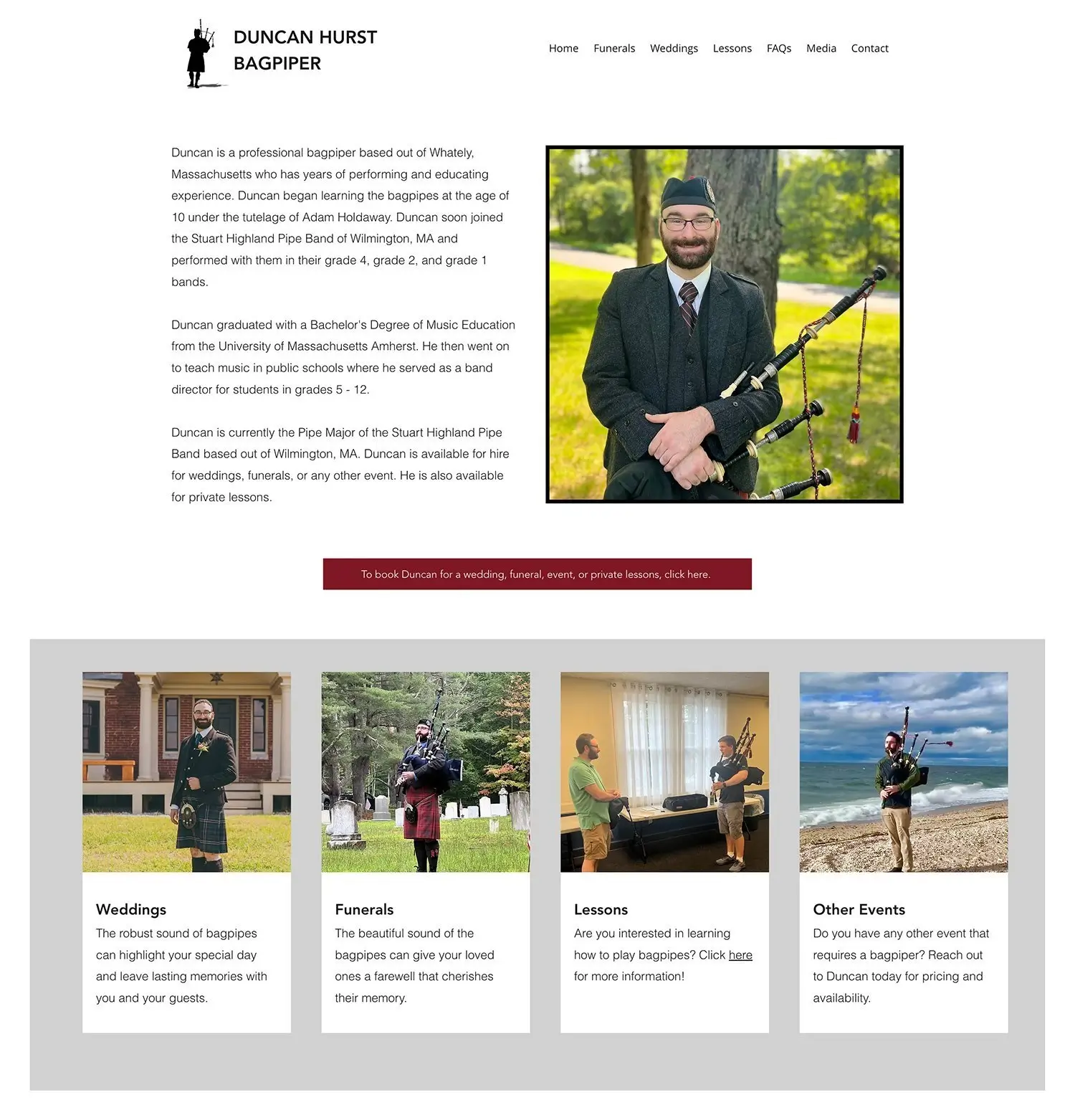 Duncan Hurst website home page before its redesign