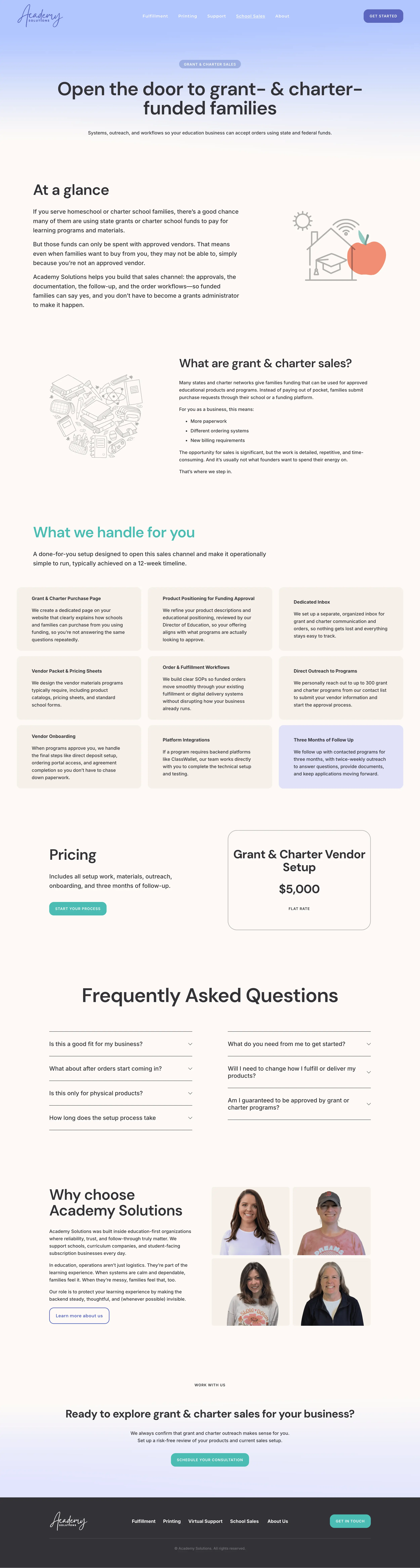 Academy Solutions charter services page