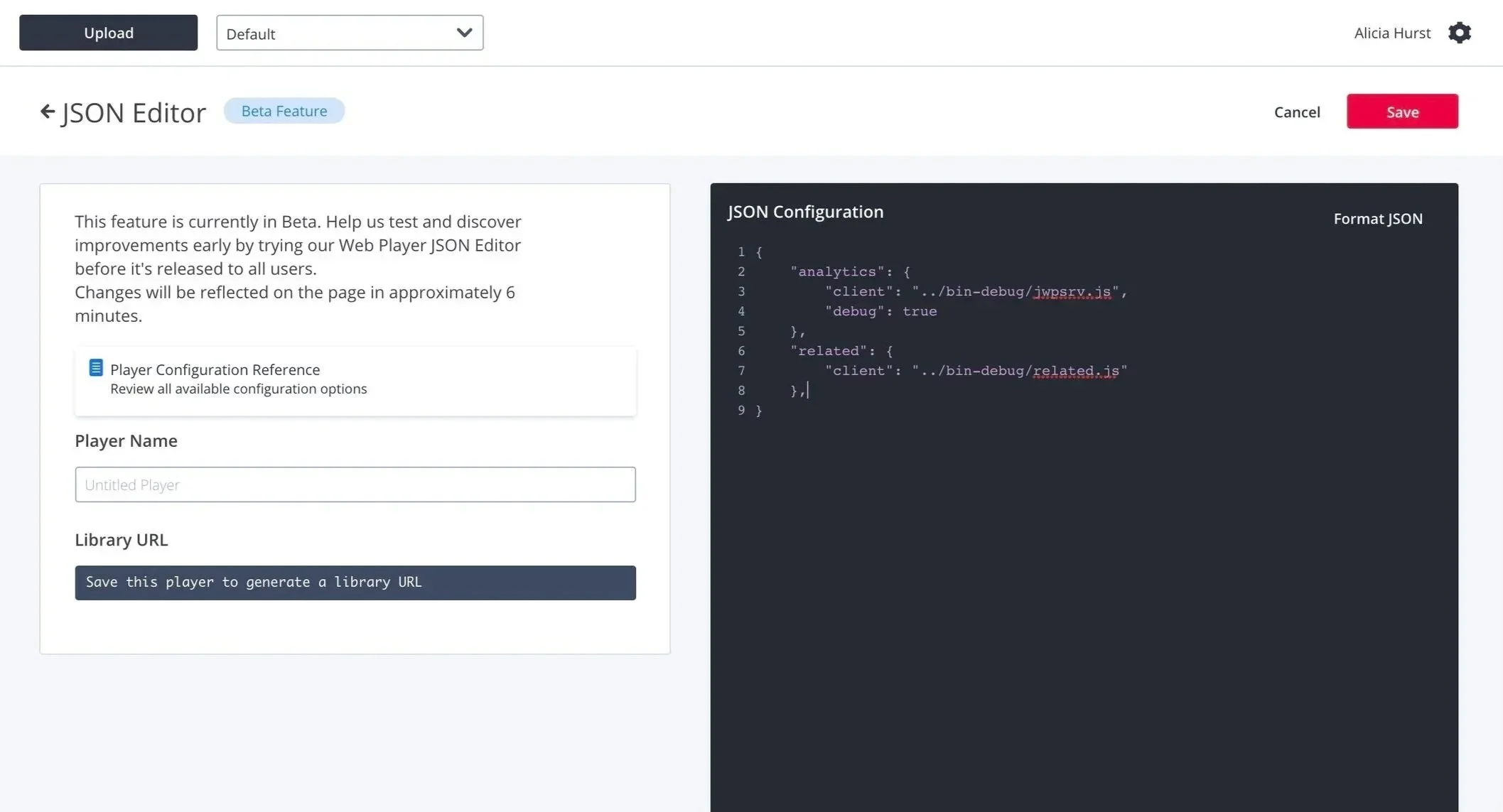 JW Player advanced JSON configuration editor