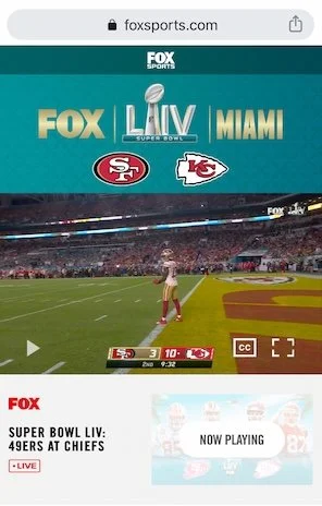 Fox Sports Super Bowl LIV stream powered by JW Player