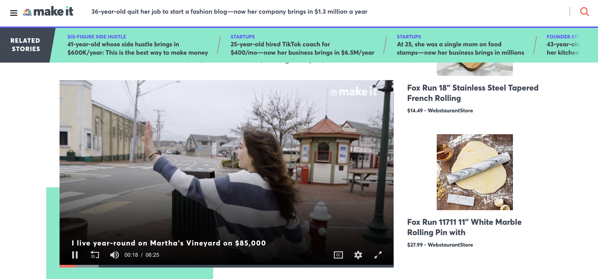 CNBC branded video player powered by JW Player
